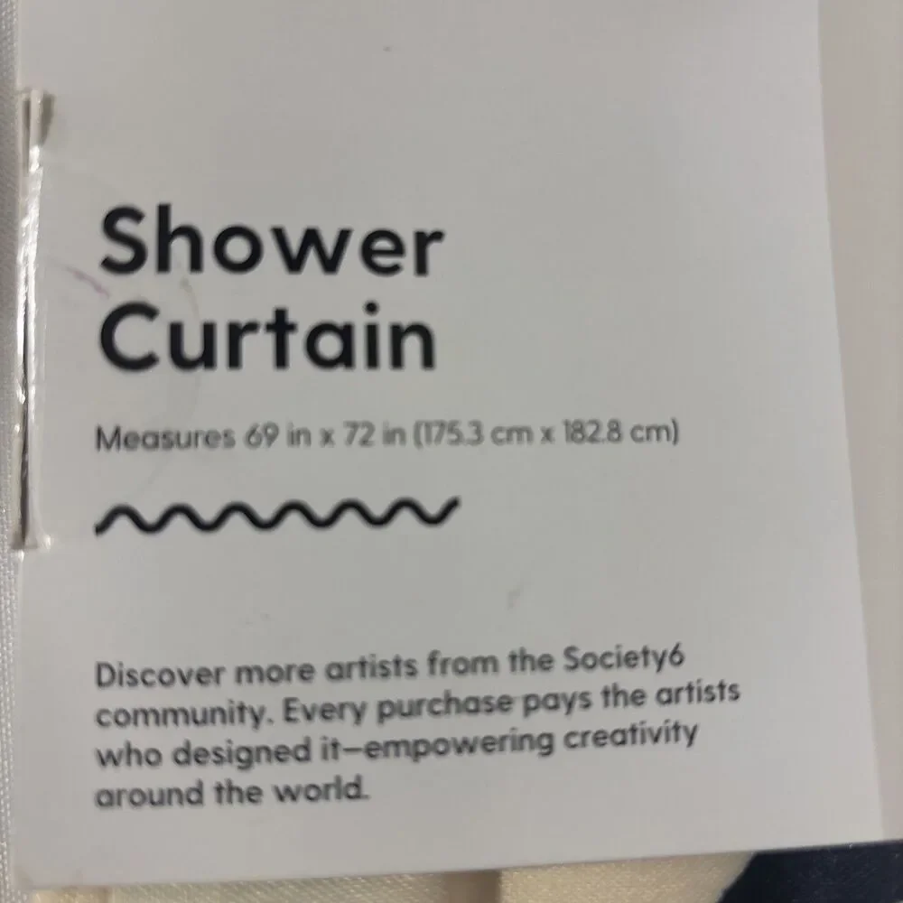 Society6 Abstract Single Line Face Shower Curtain Sundry Society Cream Black NIP